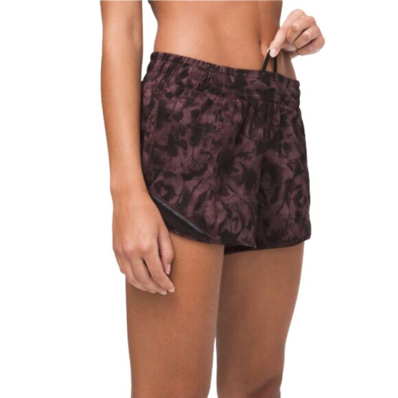 Lululemon Hotty Hot Short II *Long 4" Mini Dusk Floral Antique Bark Size 8 - Picture 3 of 8